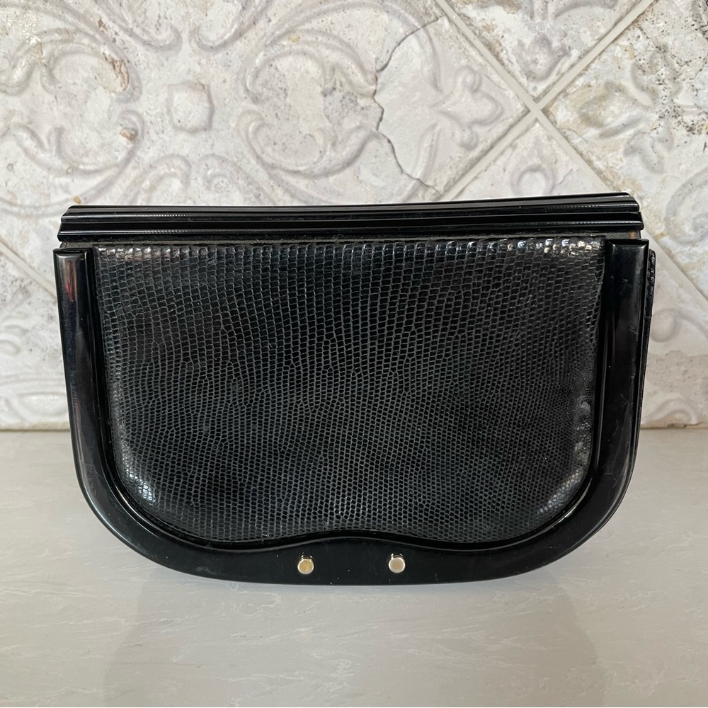 Ipes Italy - Vintage Black Leather Clutch / Evening Bag